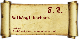 Balkányi Norbert névjegykártya